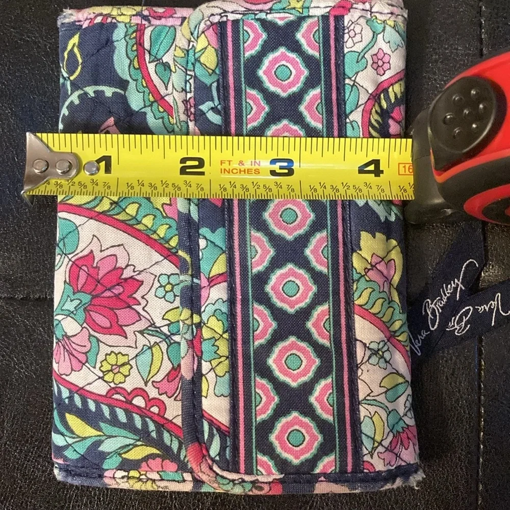 GUC Vera Bradley blue,pink flower wallet w/ID/CC holder w/sm pink shopping bag